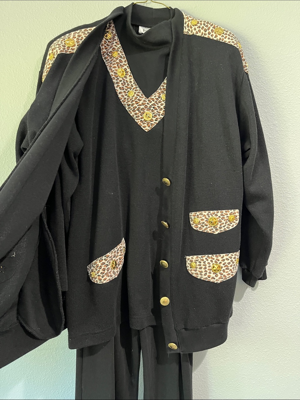 3 Pc Set RAFAEL Black Pullover Knit In Black Size Small